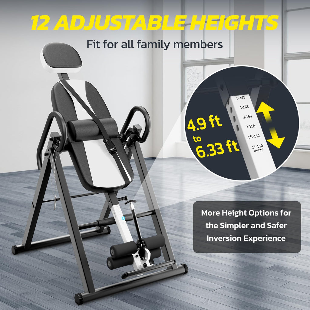 YOLEO Gravity Inversion Table for Back Pain Relief 2026 New Inversion Table | w/Lumbar Support, Easy to Assemble, Back Stretcher Machine 300 lbs