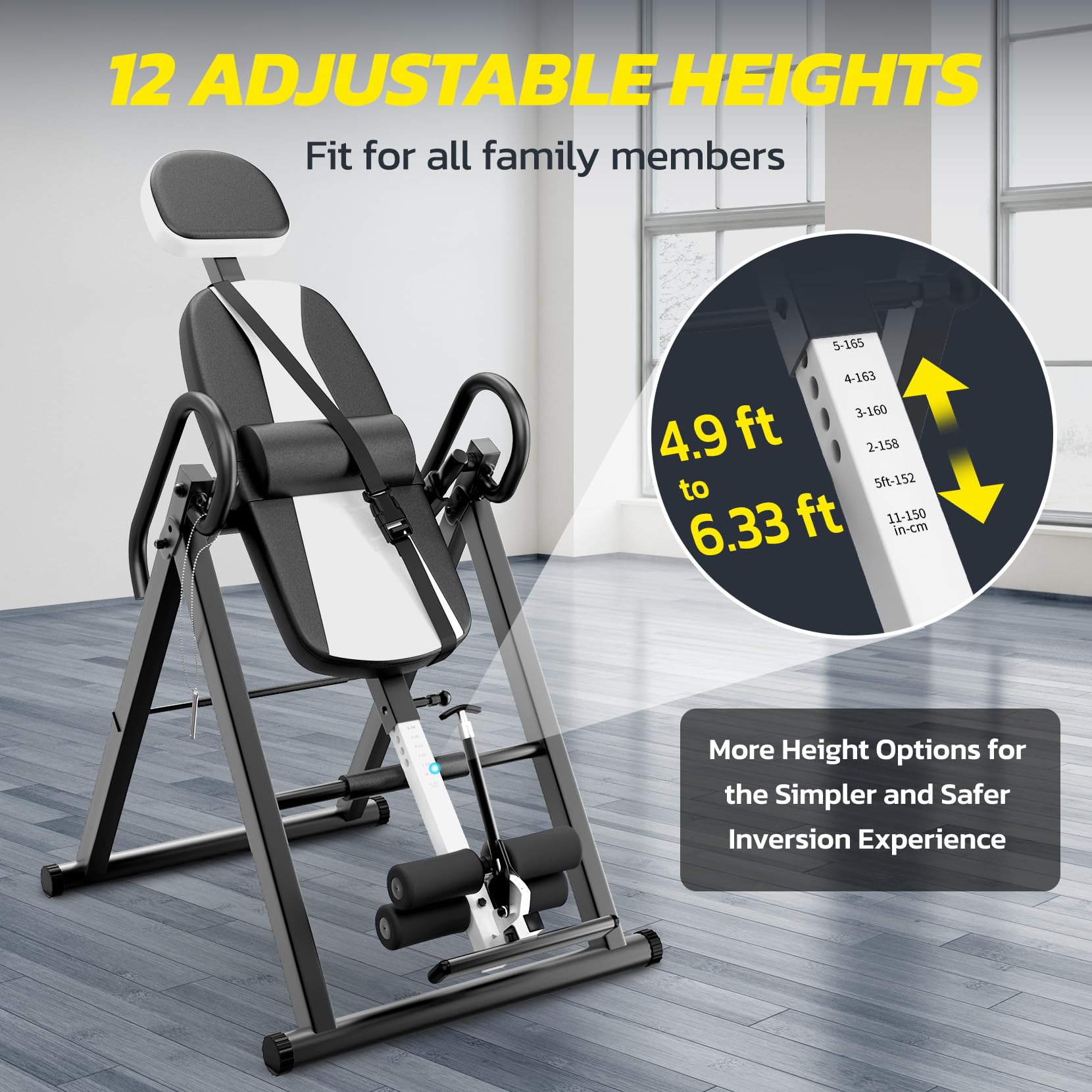 YOLEO Gravity Inversion Table for Back Pain Relief 2026 New Inversion Table | w/Lumbar Support, Easy to Assemble, Back Stretcher Machine 300 lbs