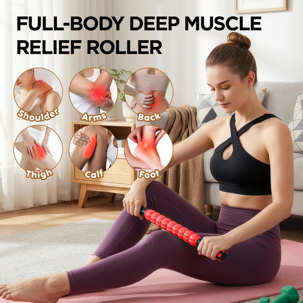 Wooden Cellulite Massage Roller for Legs and Thighs - Handheld Fascia Blaster Tool for Muscle Relief, Lymphatic Drainage & Body Sculpting - Anti Cellulite Massager for Women and Men (12 Wheel)