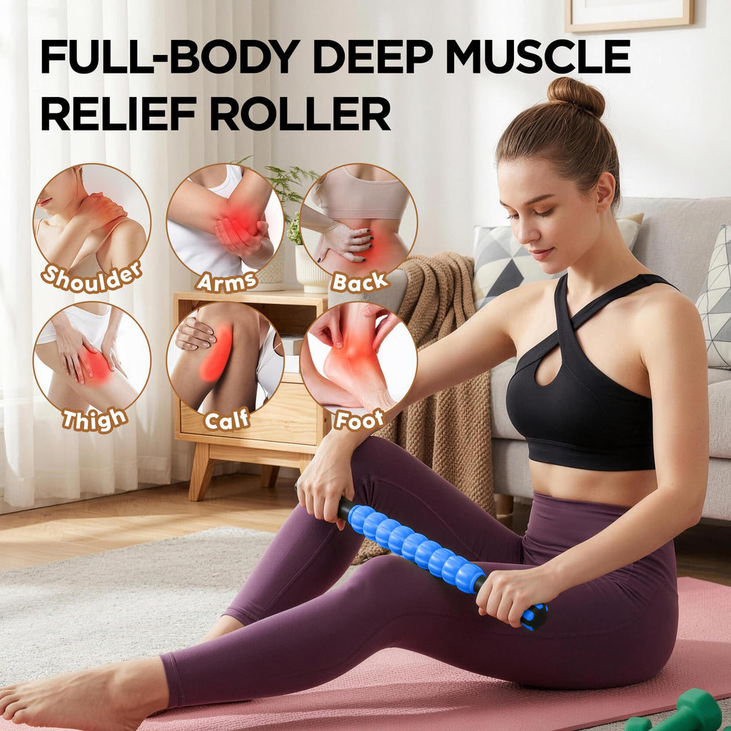 Wooden Cellulite Massage Roller for Legs and Thighs - Handheld Fascia Blaster Tool for Muscle Relief, Lymphatic Drainage & Body Sculpting - Anti Cellulite Massager for Women and Men (12 Wheel)