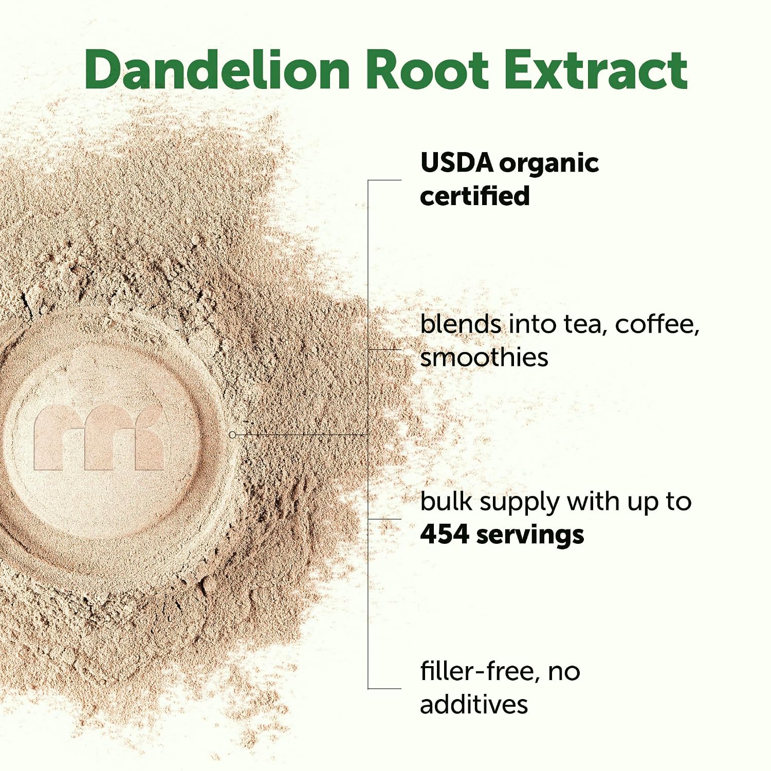 Micro Ingredients Organic Dandelion Root Extract Powder, 1lb | Up to 454 Servings | Great for Dandelion Root Tea, Beverages & Recipes | USDA Organic, Non-GMO, Caffeine Free, Filler Free