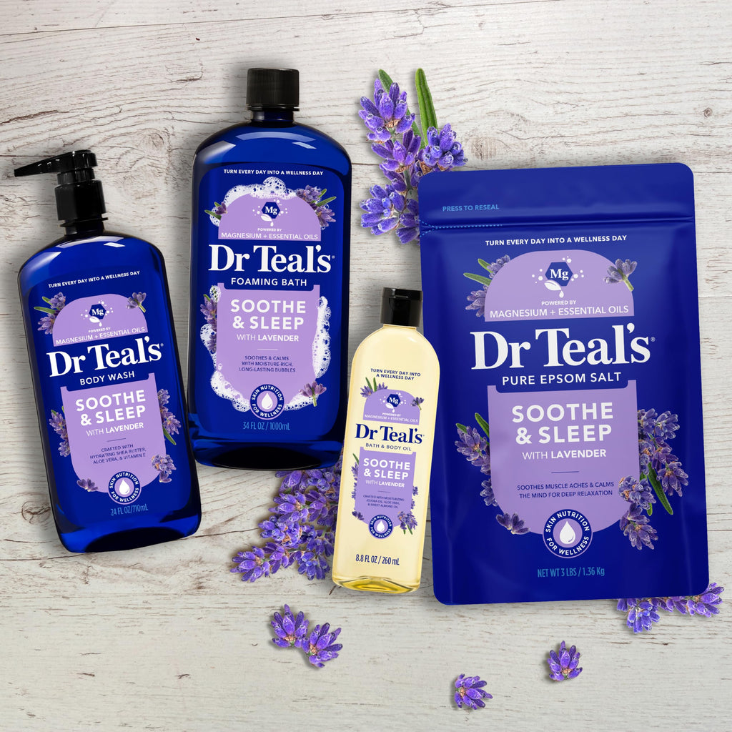 Dr Teal's Epsom Salt Magnesium Soak, Lavender, Eucalyptus & Wellness Trio, 3 lbs (Pack of 3)
