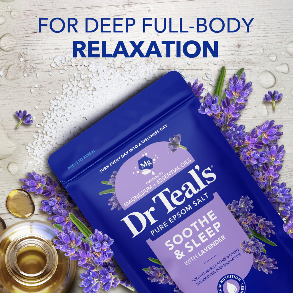 Dr Teal's Epsom Salt Magnesium Soak, Lavender, Eucalyptus & Wellness Trio, 3 lbs (Pack of 3)