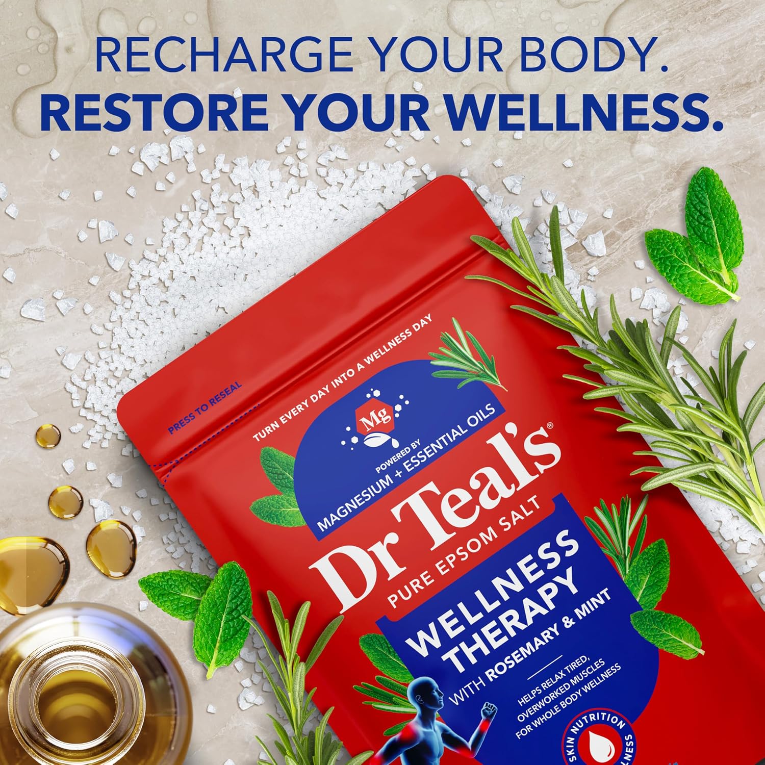 Dr Teal's Epsom Salt Magnesium Soak, Lavender, Eucalyptus & Wellness Trio, 3 lbs (Pack of 3)