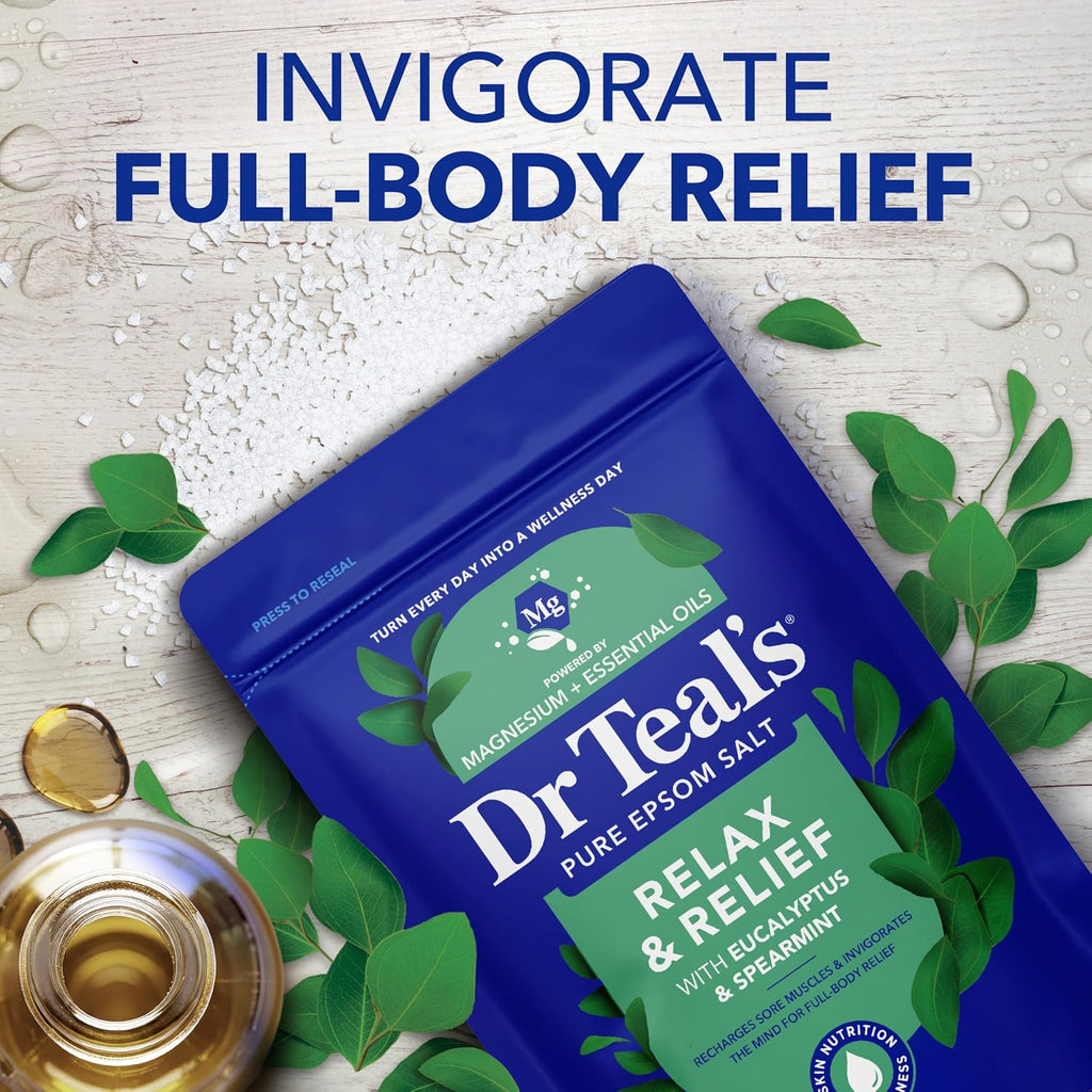 Dr Teal's Epsom Salt Magnesium Soak, Lavender, Eucalyptus & Wellness Trio, 3 lbs (Pack of 3)